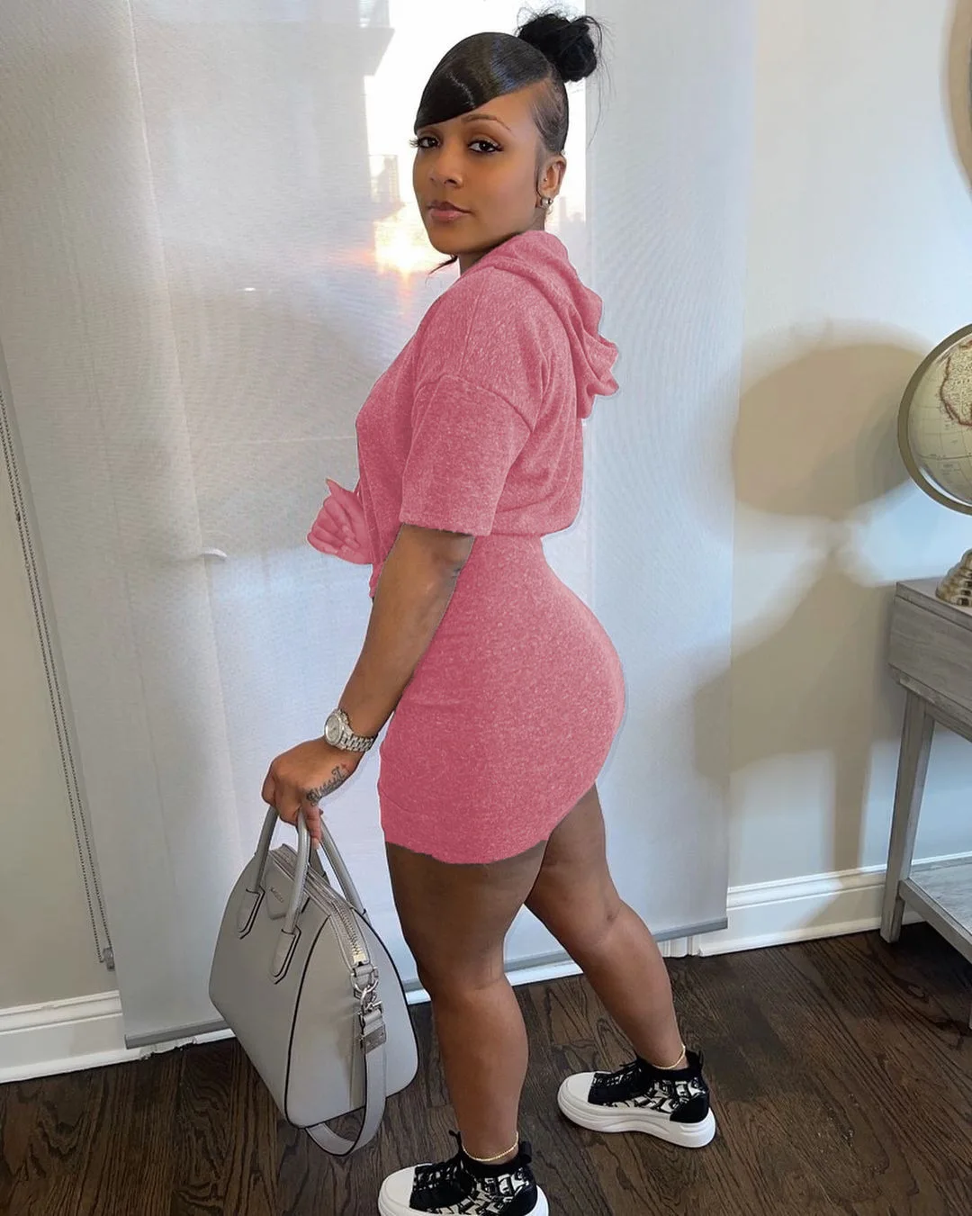 Женское облегающее платье с коротким рукавом плиссированное хлопковое мини