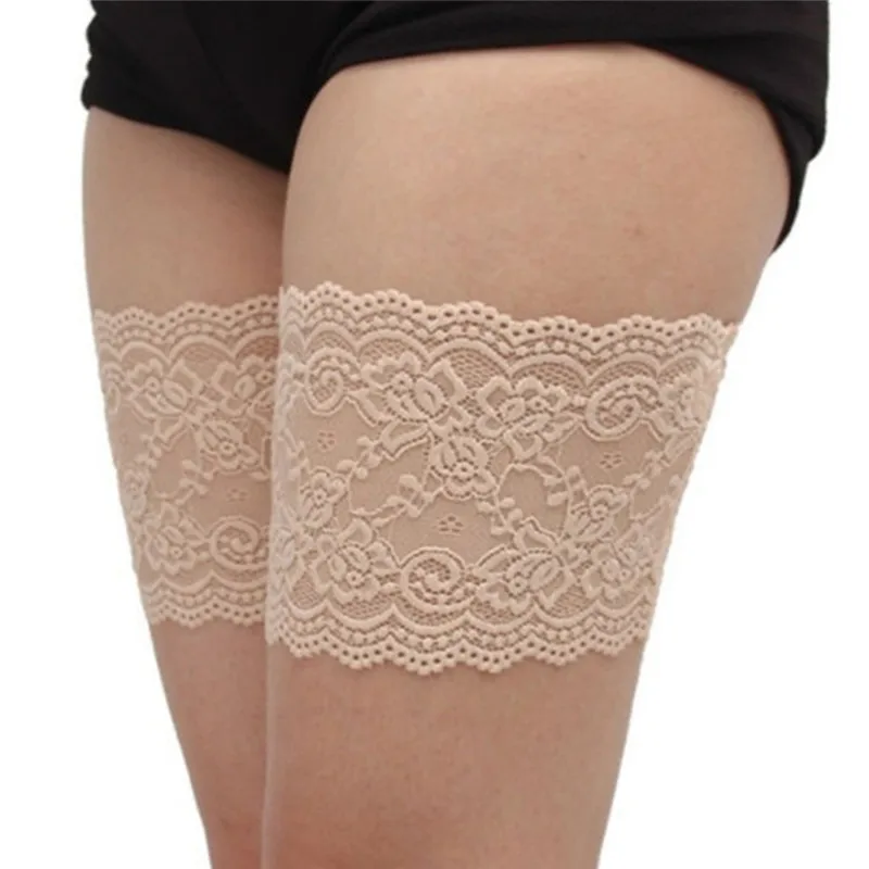 Женские сексуальные кружевные антифрикционные носки до бедер черные белые гетры