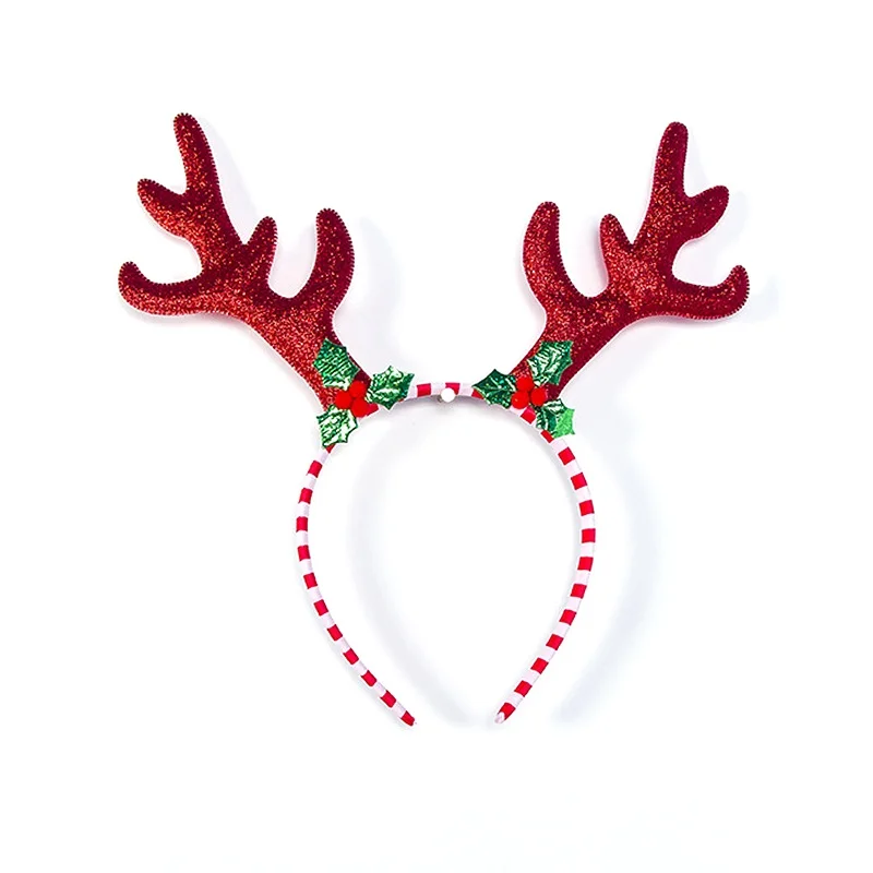 Red antlers 1 шт., Рождественская повязка на голову для детей и взрослых, Рождественская повязка на голову с ушами оленя для рождественской вечеринки, Рождественская повязка на голову с застежкой - Цвет: Red antlers