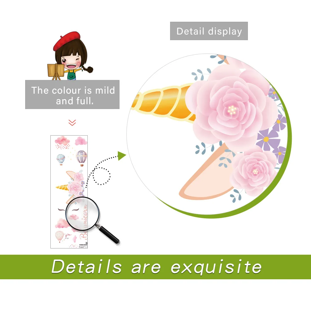 Cute Cartoon Wall Stickers: Fantasy Unicorn Pattern for Girly-Styled Baby Bedroom and Home Decoration (QT1569) image 6
