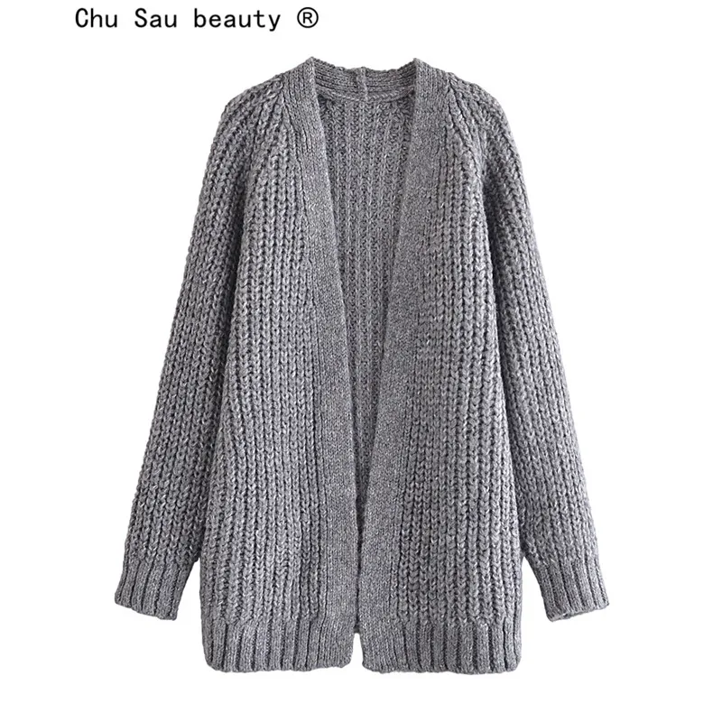 

2021 Autumn Winter Fashion New Korean Loose Plussize Sweater Lantern Sleeves Long Sweater Cardigan Jacket Women