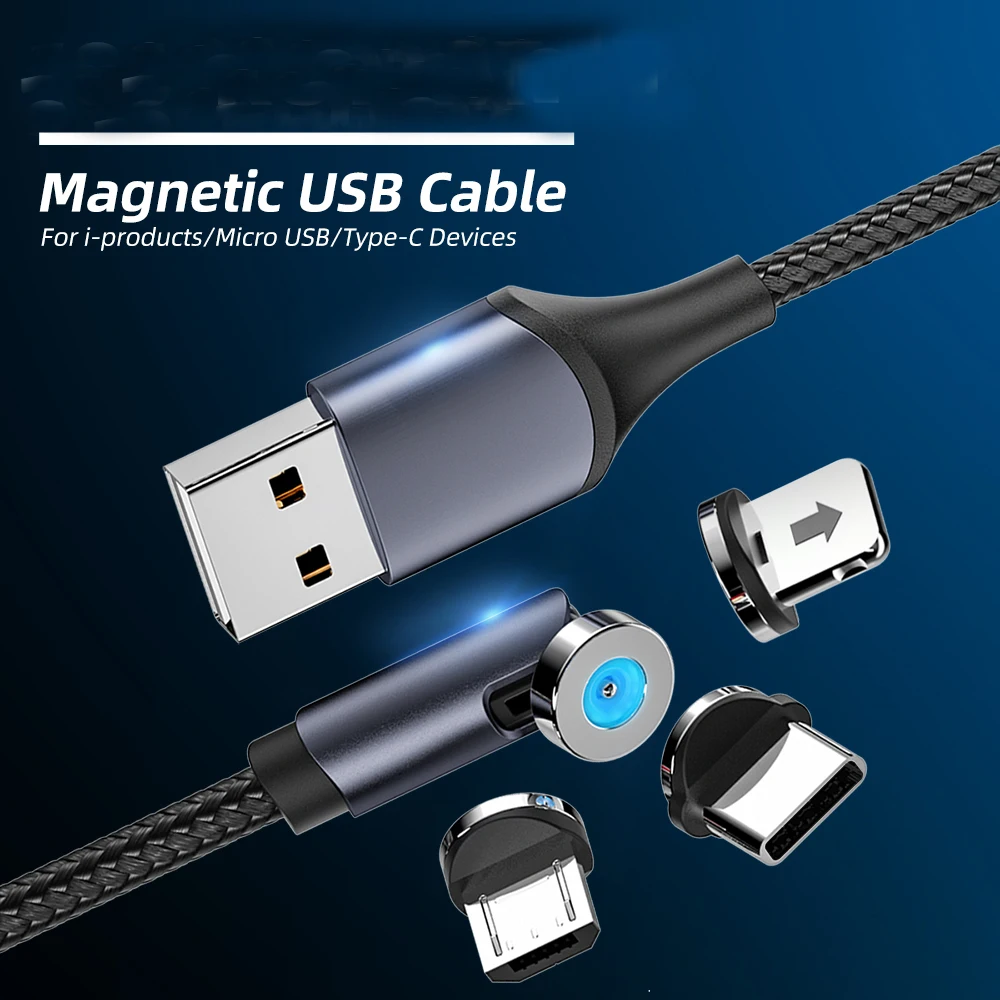 Магнитный кабель FONKEN 540 с вращением типа C зарядный Micro USB шнур мобильный телефон