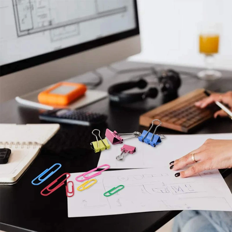 240 шт. зажимы для бумаги Набор цветных зажимов офиса-зажимы разных размеров