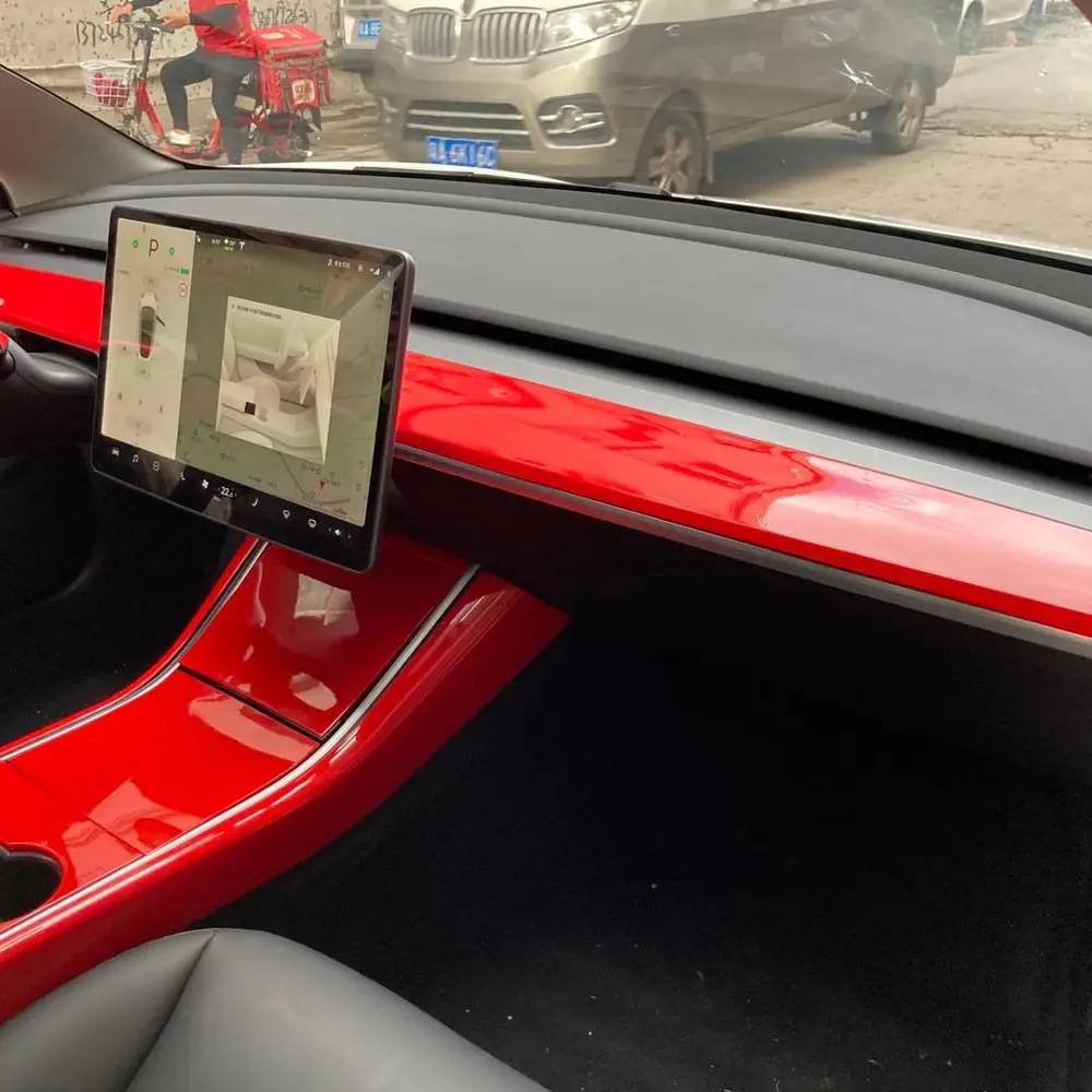 Красная декоративная оправа аксессуары для Tesla Model 3 защитная приборной панели