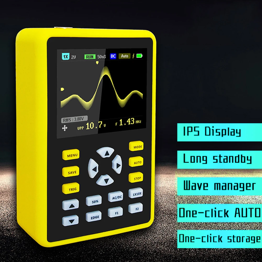 

5012H 2.4-Inch Screen Digital Oscilloscope 500MS/S Sampling Rate 100MHz Analog Bandwidth Support Waveform Storage