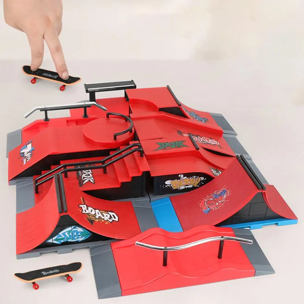 

DIY Finger Skateboard Detachable Multiple Scenes Set Combination ABS Finger Skateboard Park Ramp Toys Gift for Kids