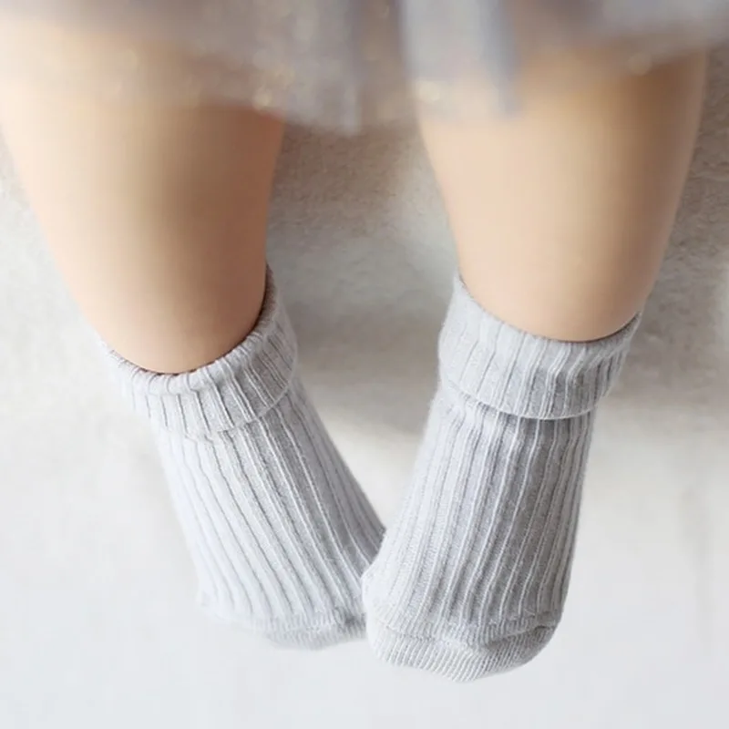 Calcetines de punto doble con rayas verticales lisas para ni&ntilde;os, primavera y verano-0