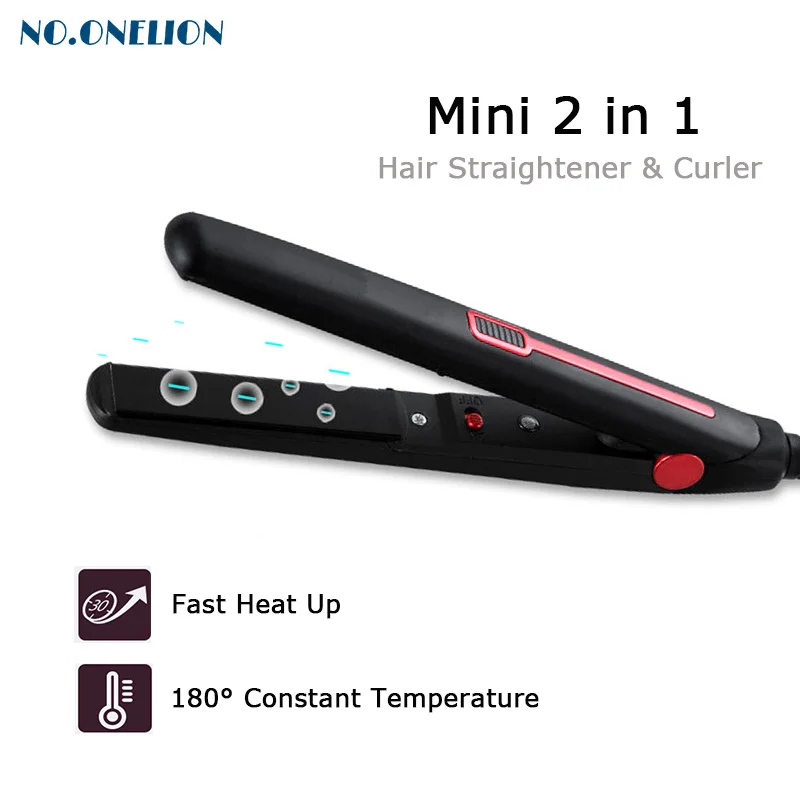 

New Professional 2 in 1 Portable Hair Curler Hair Straightener Mini Flat Iron Hairs Straightening Corrugated Iron Styling Tools