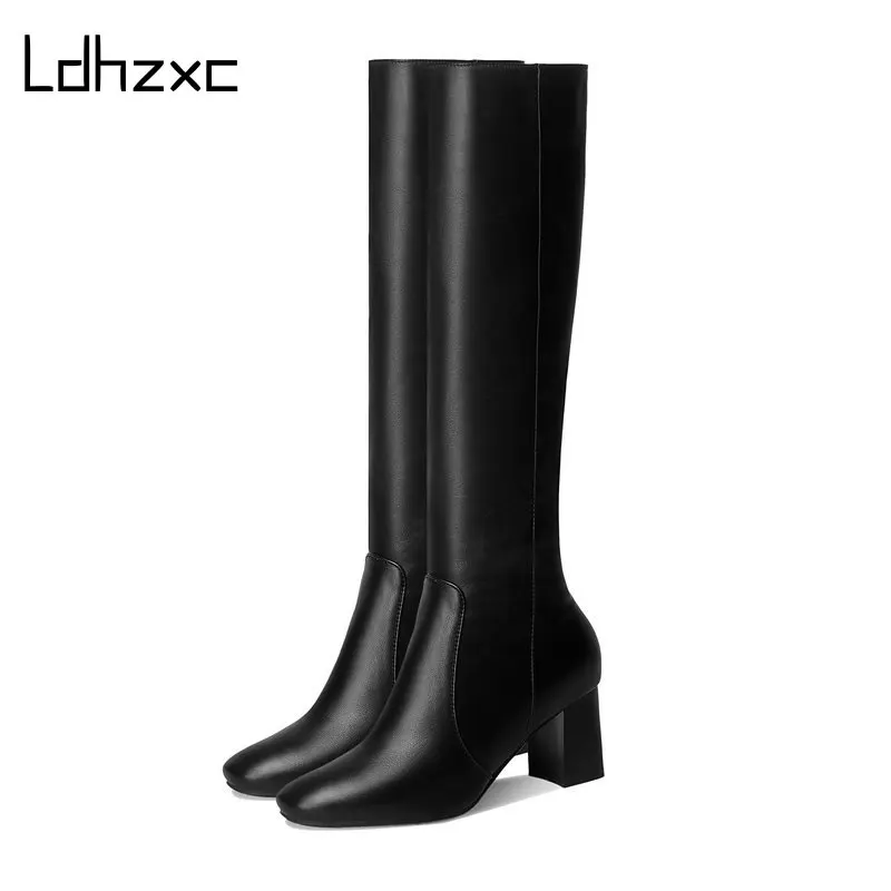 

LDHZXC/белые сапоги до колена из искусственной кожи; Женские сапоги на платформе на молнии; Модная обувь для ночного клуба на высоком каблуке; О...