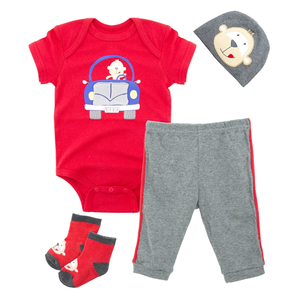 

Baby Girl Clothing Set Pink Printed Bodysuit+Pants+Shoes Newborn 0-12 months Clothing