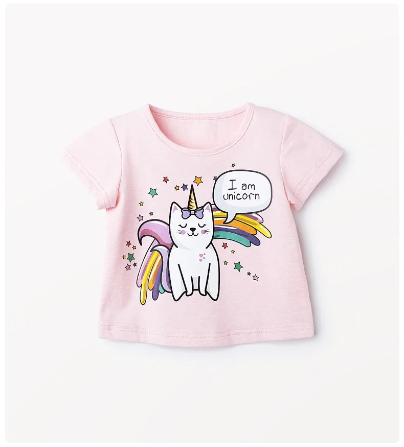 Детская одежда футболка с единорогом + сетчатая юбка летний костюм для маленьких
