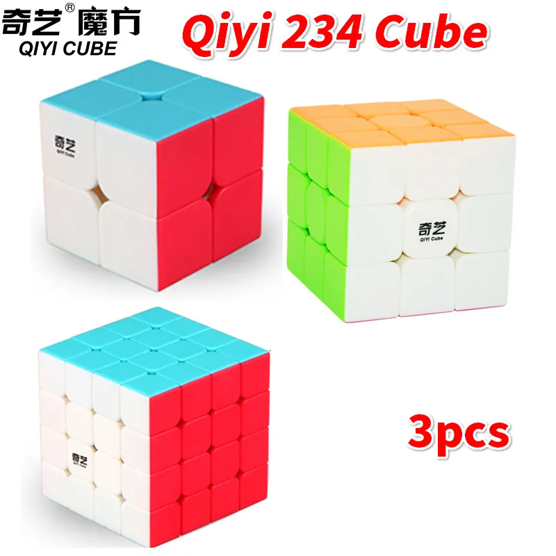 3 шт./компл. Qiyi 2x2x2 3x3x3 4x4x4 магический куб Пазлы без наклеек скоростной Обучающие