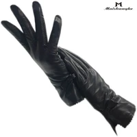 winter ladies fashion sheepskin gloves black new warm classic leather girls luxury authentic driving motorcycle point cold prote