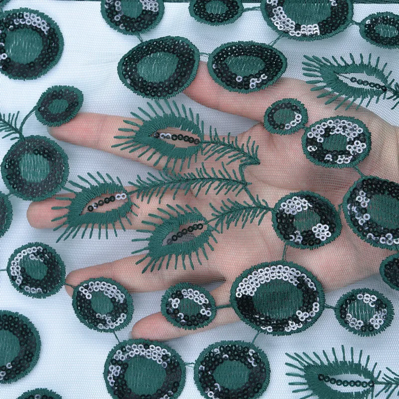 Модный Французский Тюль кружевная ткань с блестками молочного шелка кружева