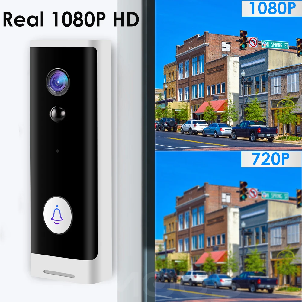 Tuya WiFi дверной звонок камера 1080P HD батарея видео умный дом ночной вид безопасность