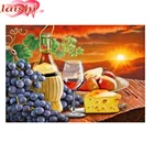 Алмазная 5d картина сделай сам, мозаика с изображением красного вина, винограда, хлеба, яблока, полностью круглая, квадратная, для украшения Стразы