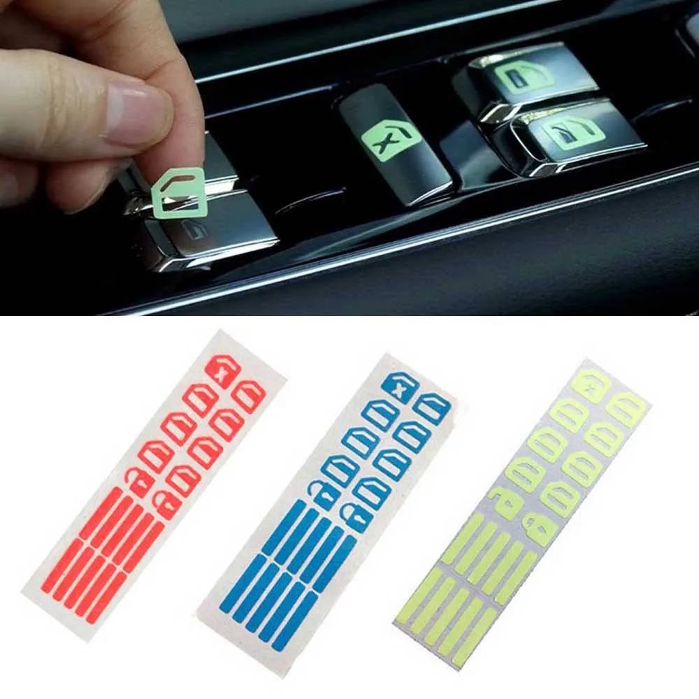 

Car Switch Fluorescent Sticker Decal Styling Self-adhesives PET Auto Door Window Luminous Button Sticker Universal Control