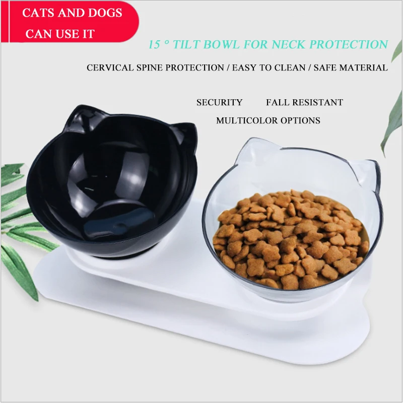 

Popular Neck Protection Tilt Dog Bowl Hardcover Pet Double Bowl