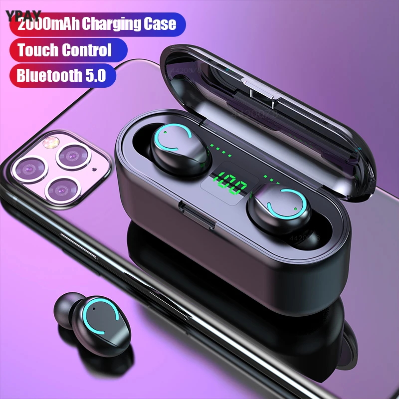 

Bluetooth 5,0 наушники с сенсорным управлением, беспроводные Bluetooth-наушники, стерео спортивная водонепроницаемая гарнитура, наушники с микрофоно...