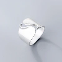hot sale s925 sterling silver irregular geometric opening rings wide and narrow style fashion ring for women party fine jewelry