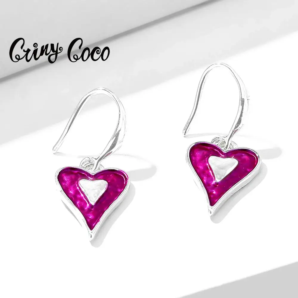 Женские серьги подвески с эмалью Cring Coco красные богемные из сплава в форме сердца