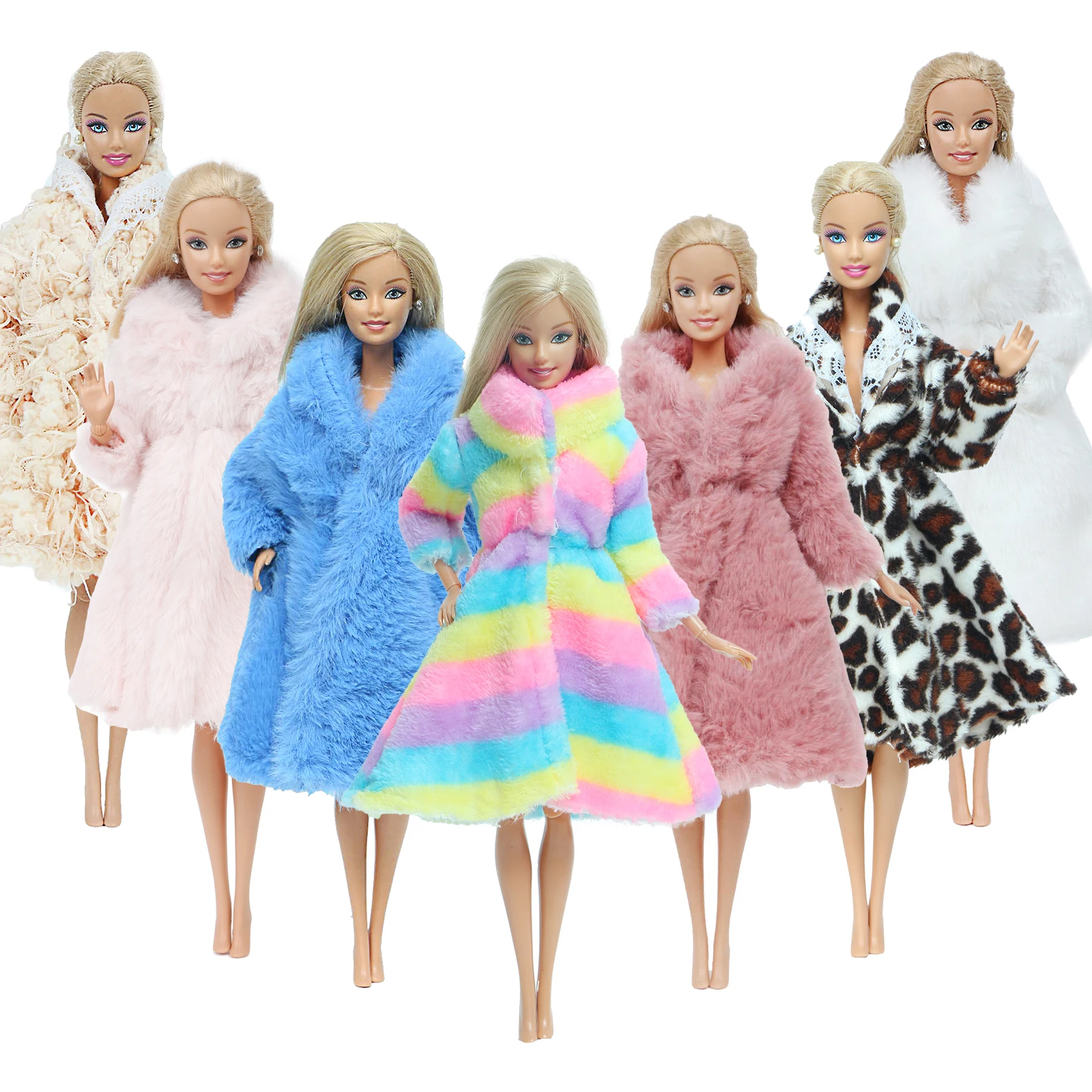 

1 Pcs Handmade High Quality Doll Coat Dress Fur Clothes for Barbie Doll Winter Wear Leopard Outfit 12'' Doll Accessories Kid Toy