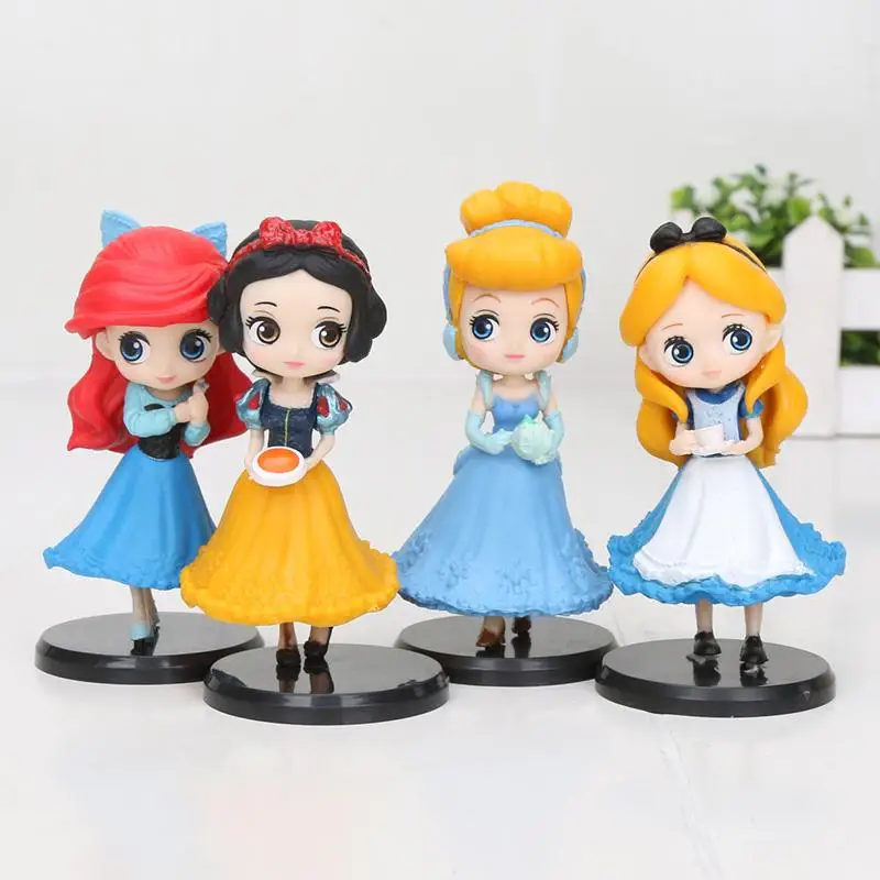 6cm 4pcs bag 8 шт./компл. Q Posket фигурка принцессы Белоснежка Золушка Тиана Рапунцель Ариэль торт украшения ПВХ игрушки для подарков - Цвет: 6cm 4pcs bag