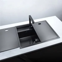 stainless steel kitchen sink with folded faucet hidden kitchen basin double bowl black sink nano above counter or undermount