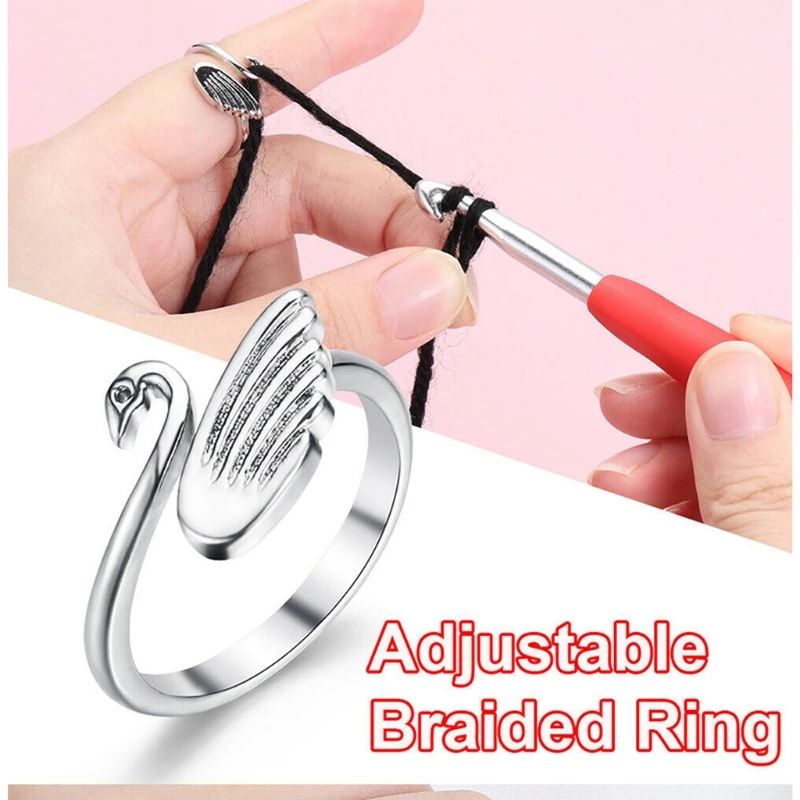 

Swan Knitting Crochet Loop Ring Swan Open Finger Rings Faster Knitting Jewelry R2LE