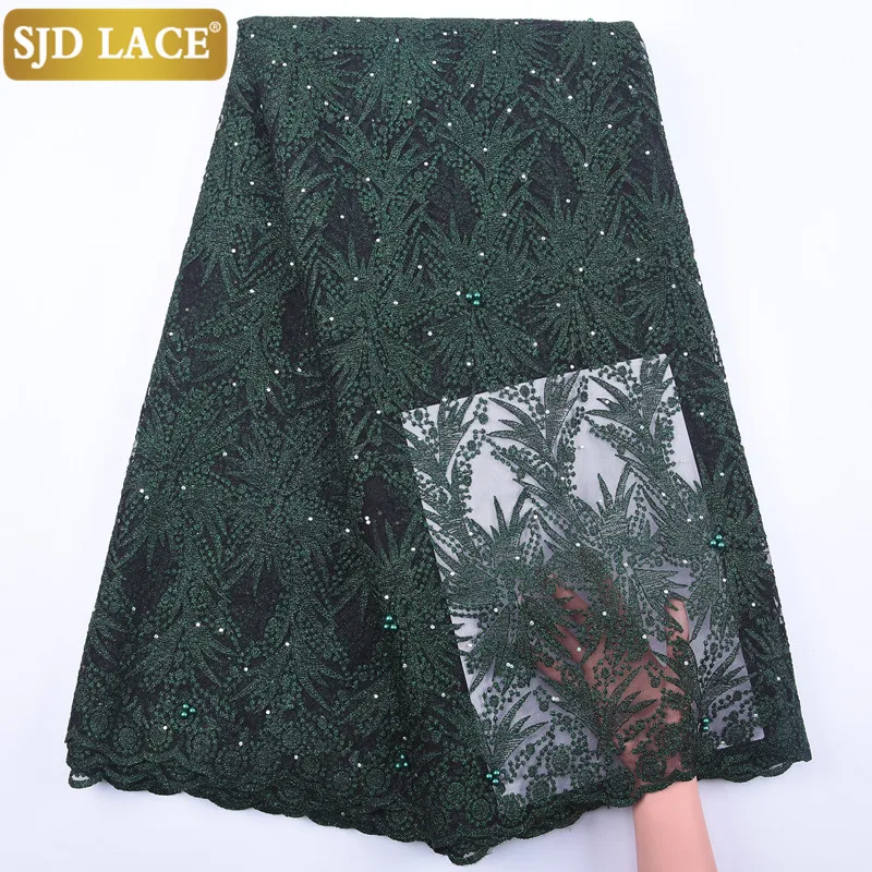 

SJD LACE African Lace Fabric New Arrivals French Mesh Lace Fabric With Beads Stones Nigerian Lace Fabric For Wedding Dress A1867