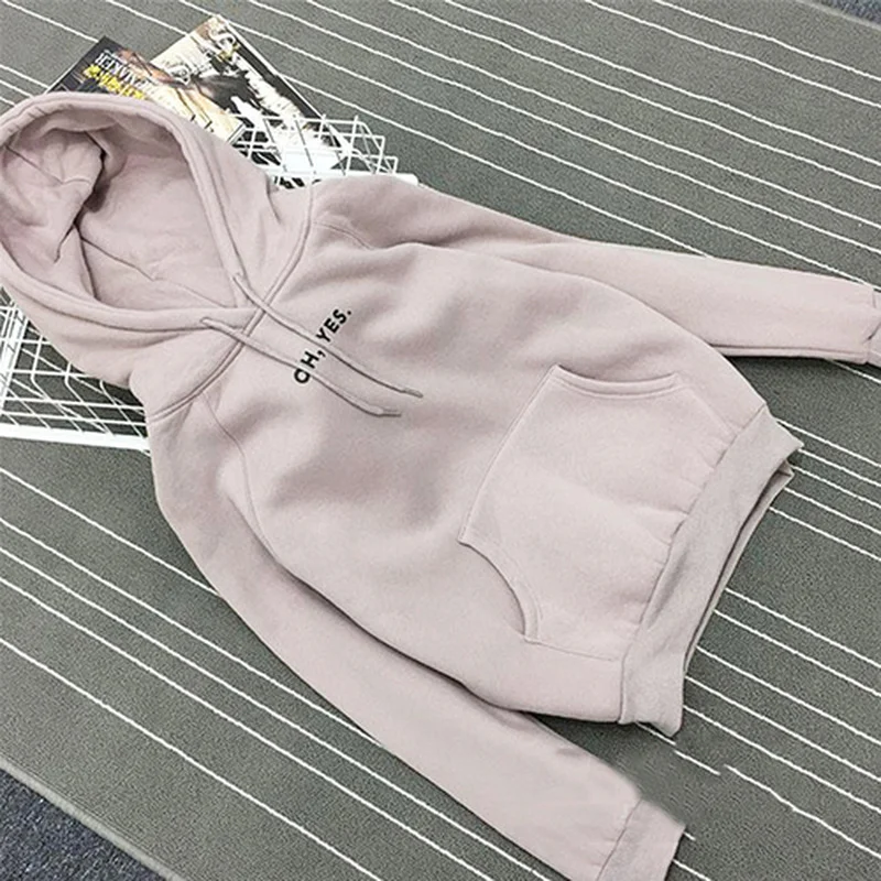 Oh Yes Hoodies Sweatshirts 2022 New Women Casual Kawaii Harajuku Fashion Punk For Clothing European Tops Korean Red