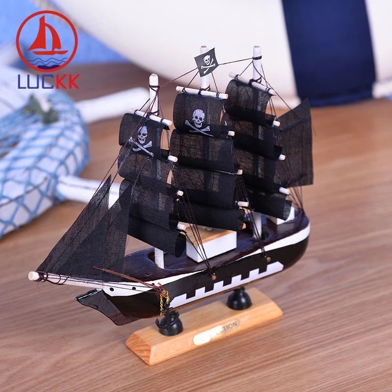 LUCKK 20 см ручной работы Пиратская деревянная модель корабль череп домашний