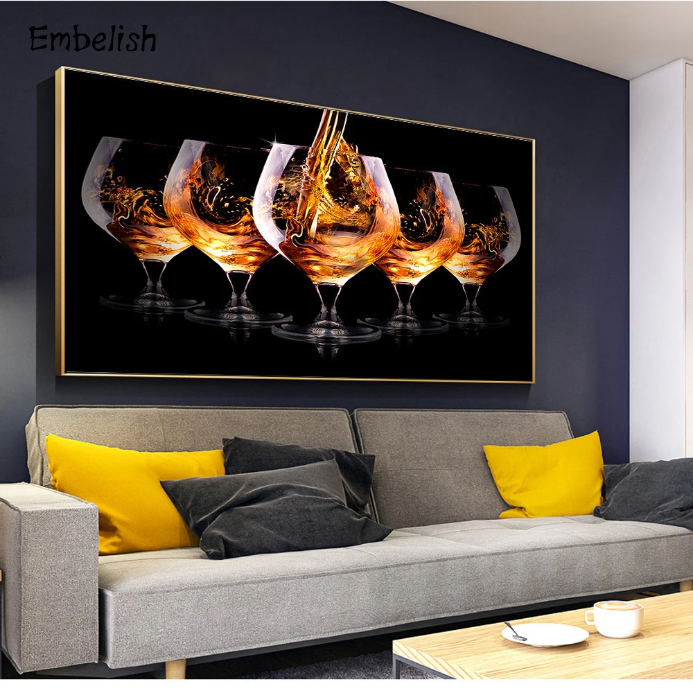 Украшение 1 шт. Современный домашний декор модульные картины винная чашка