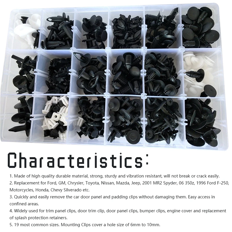 435 шт Ассорти пластиковых зажимов для кузова автомобиля заклепка отделка