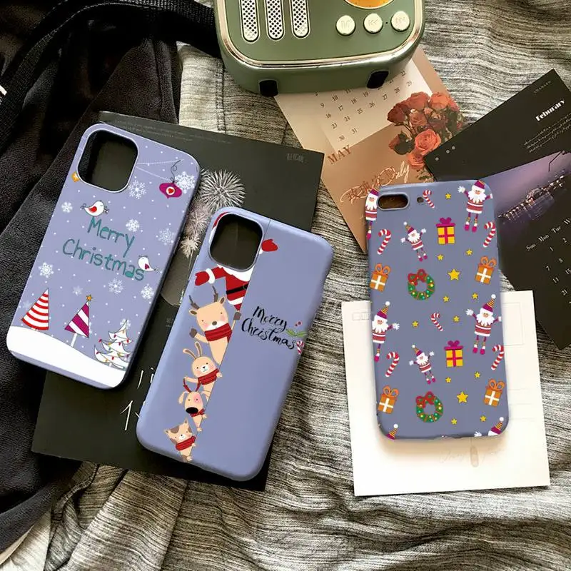 

ZFGHSHYQ Merry Christmas Gift Santa Phone Case Candy Color for iPhone 6 7 8 11 12 s mini pro X XS XR MAX Plus