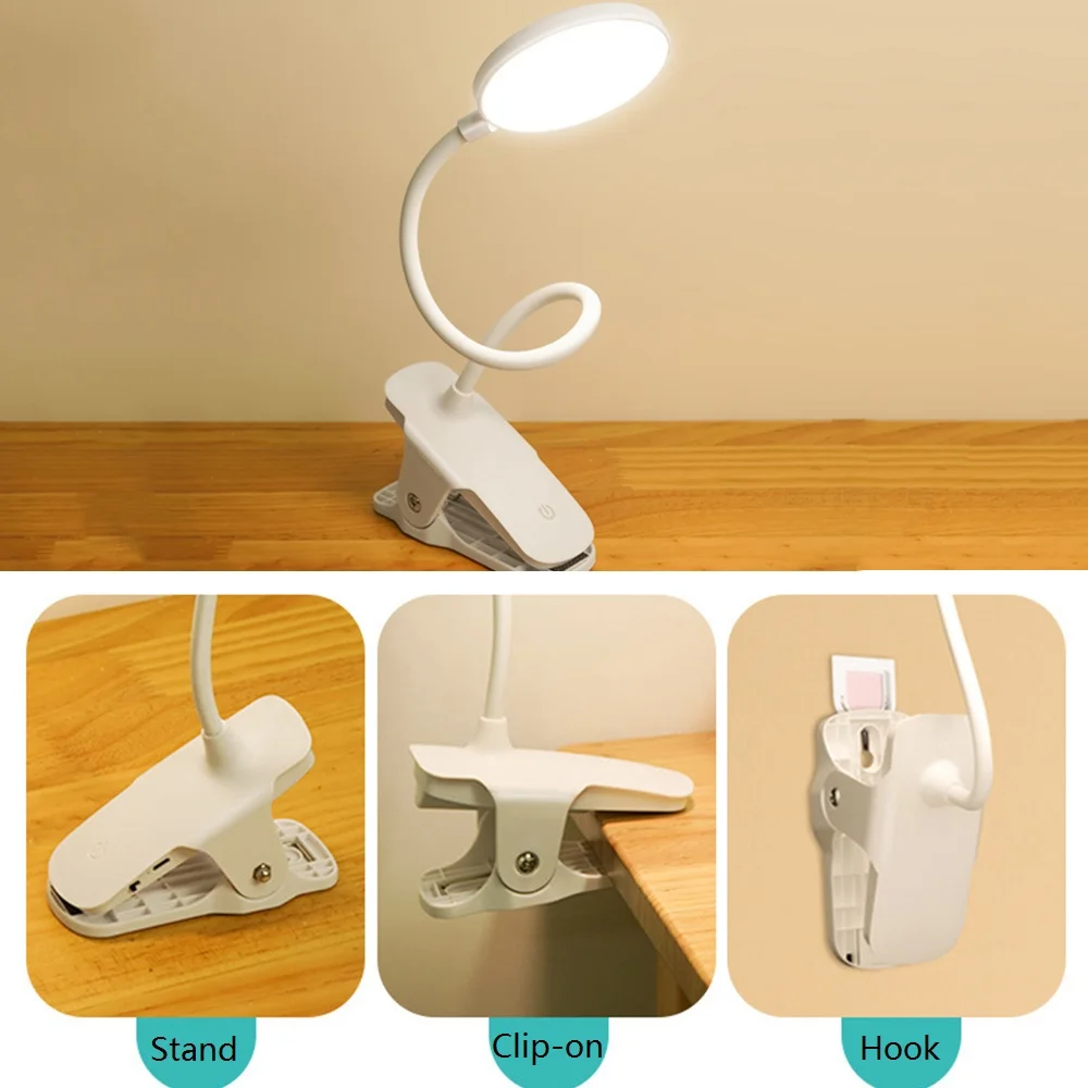 Rechargeable Dimmable Clip on LED Table Lights USB Light For Portable Adjustable Lighting Reading | Лампы и освещение