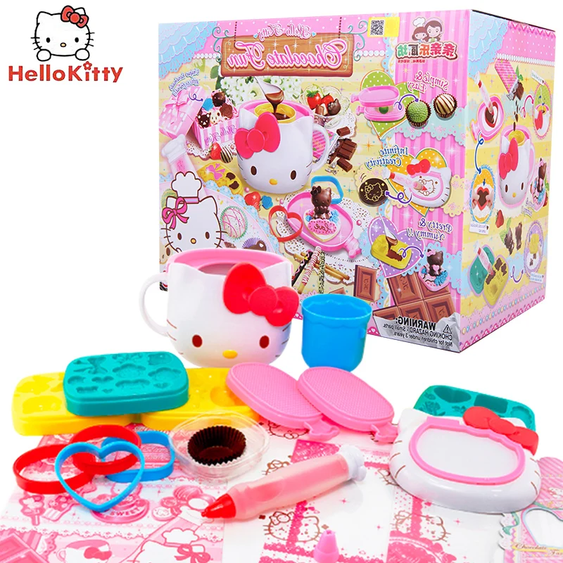

Kawaii Hellow Kittys Chocolate Maker Play House Toy Sanrio Plush Cartoon Cute Dolls Anime Plush Toys For Girls Birthday Gift