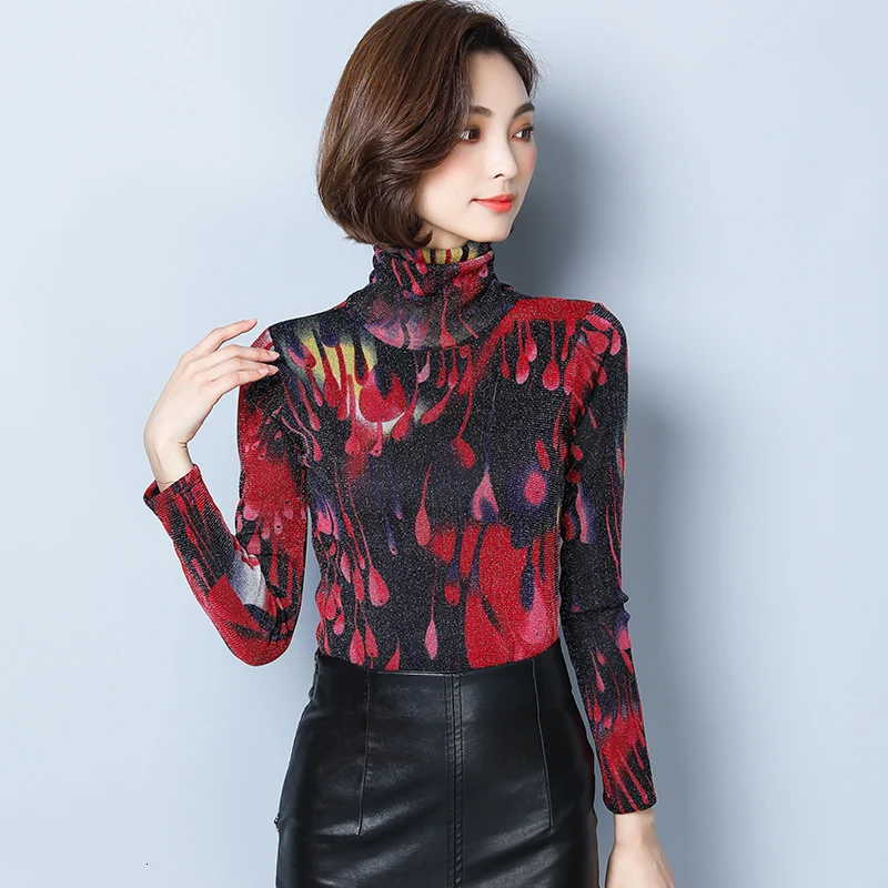 Женские блузки с длинным рукавом и цветочным принтом винтажные сексуальные