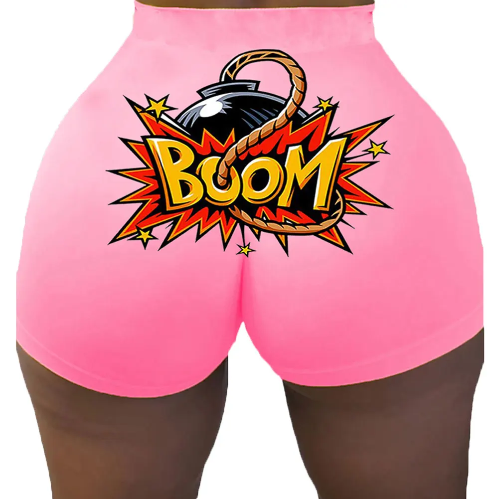 

Women Shorts Yes Daddy Printed Shorts High Waist Shorts Sports Outdoor 2021 Summer Casual Elastic Waist Skinny Office Lady