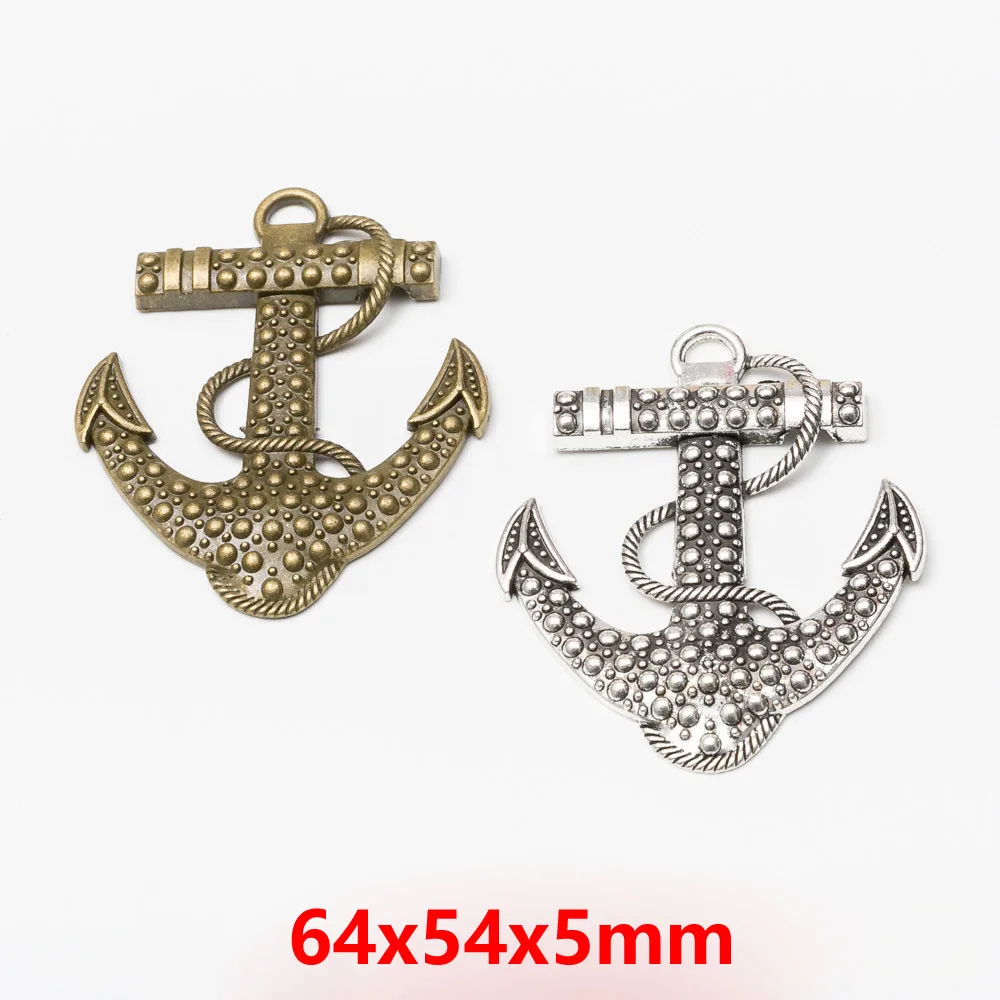 

2pcs/lot Two color Metal Boat anchor charm Retro Immemorial style Boat anchor Pendant Bracelet Key chain DIY Hanfmade jewelry