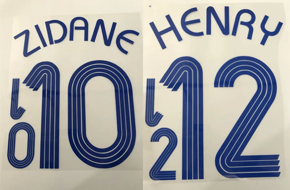 Ретро Франция 2006 #10 Зидан #12 Генрих напечатал nameset футбол штамповки патч