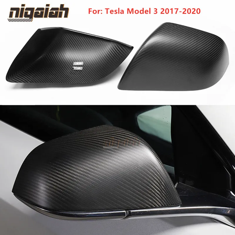 

Колпачки на боковые зеркала автомобиля, матовые крышки зеркала из углеродного волокна, для Tesla, модель 3, 2017, 2018, 2019, 2 шт.