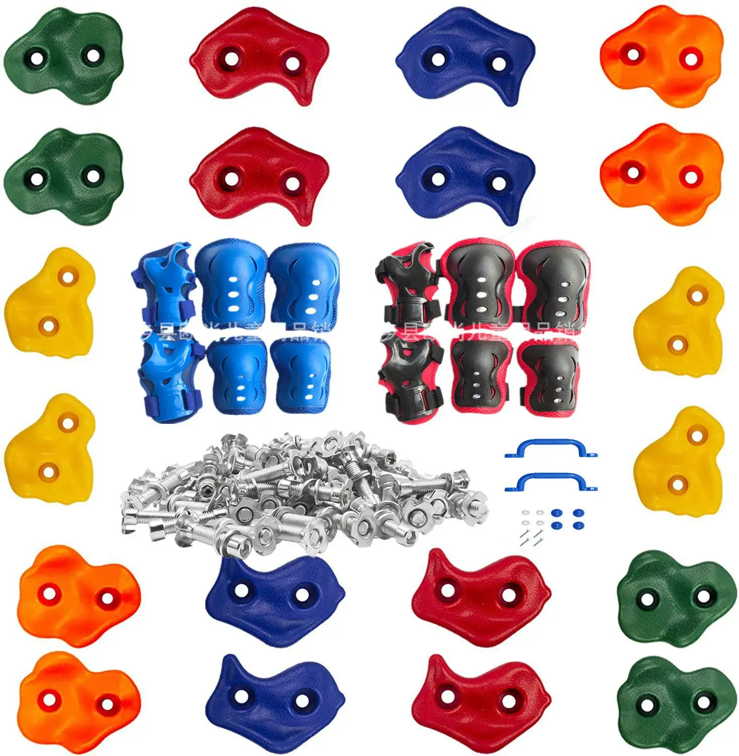 

10 Rock Climbing Holds for Kids, with 2 Protective Gear Set, Climbing Handles for Indoor and Outdoor Playground Play Set