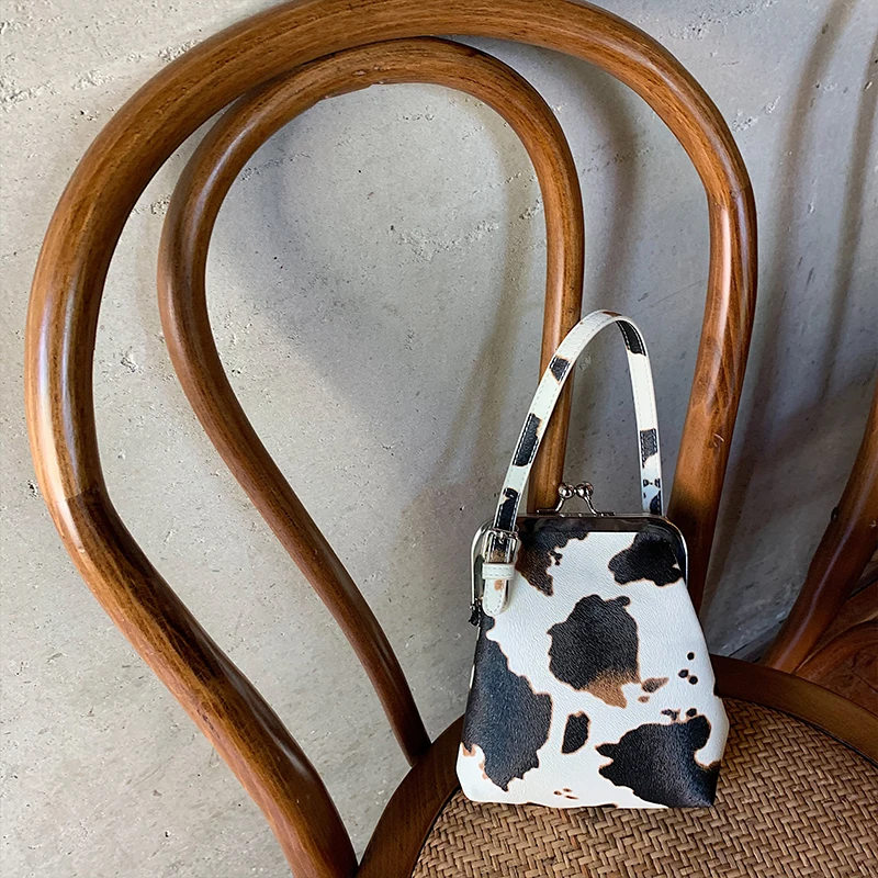 

Vintage Small Crossbody Bag for Women Milk Cow Pattern Cute Hasp Female Handbags All Match Mini Shoulder Messenger Bags Purses
