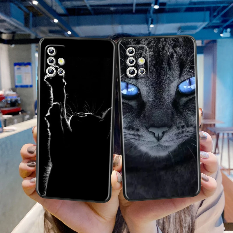 

Cute Black Cat Eyes For Samsung Galaxy A41 A31 A21S A21 A11 A03 A01 Core A91 A81 A71 A51 5G UW Black TPU Phone Case Capa