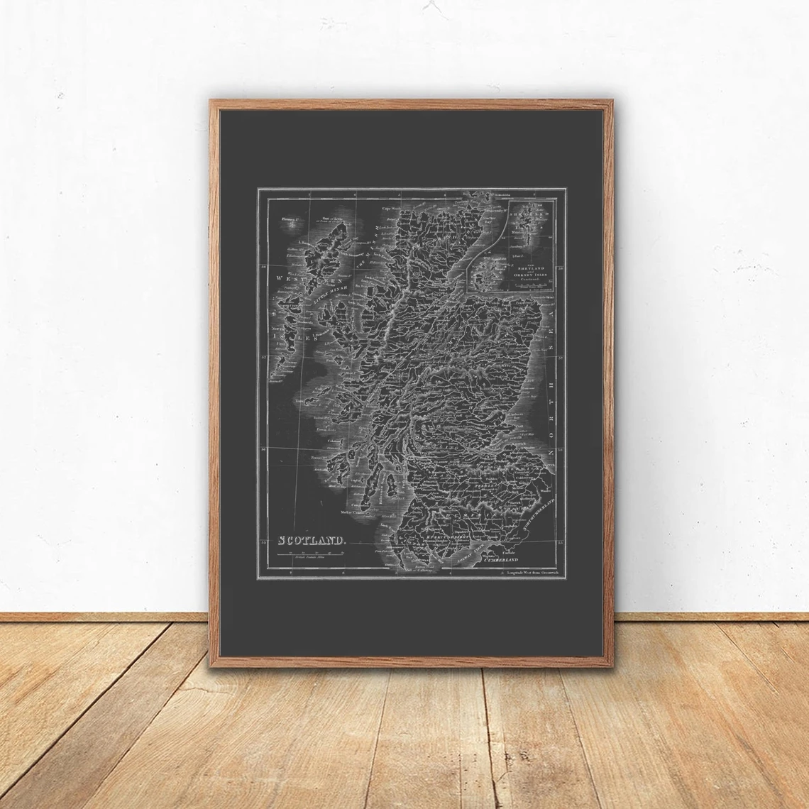

Винтажная карта Шотландии-схема карты Шотландии, винтажная карта, офисное искусство стен, профессиональная репродукция