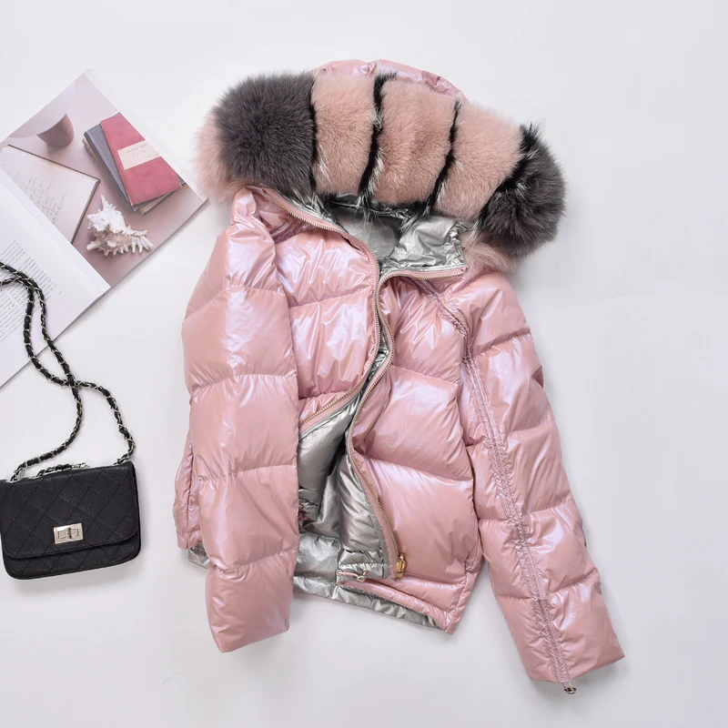 Парка женская двусторонняя из натурального меха непромокаемая верхняя одежда с