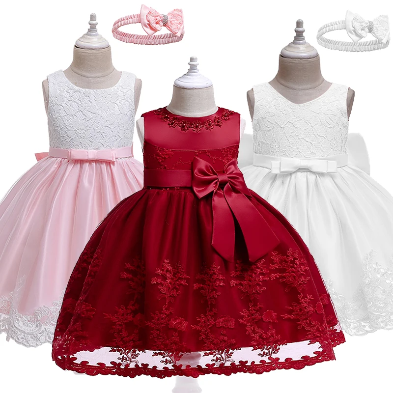 Платье для маленьких девочек с цветочным кружевом платье на крестины одежда