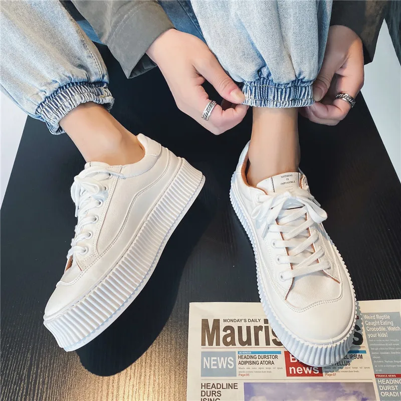 

Platform Shoes Men's Canvas White Sneakers 2021 Spring Fashion New Classic Boys Flat Shoes Tenis Male Espadrilles