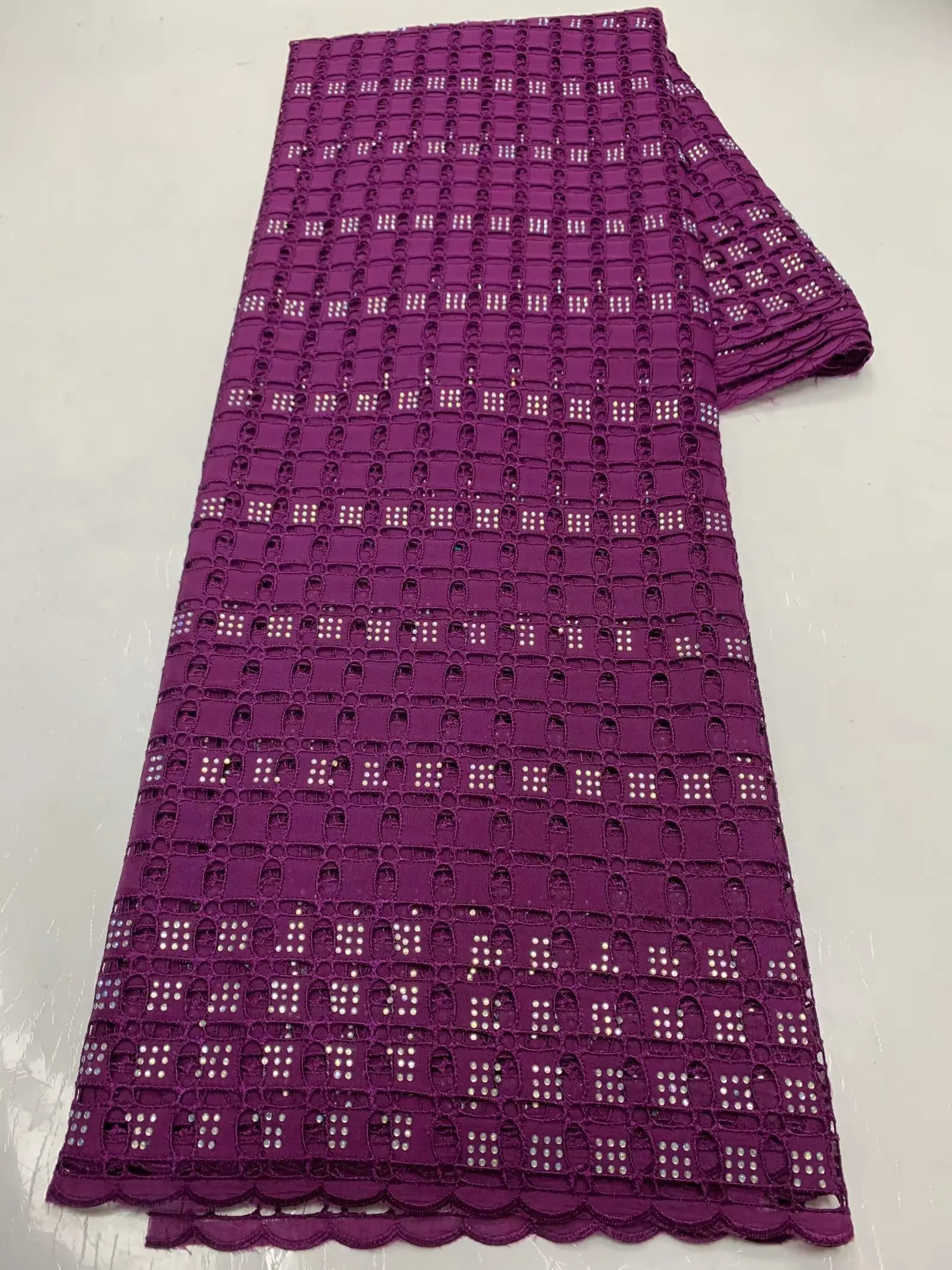 

WDC02 Good quality 100% cotton embroidered lace with stones,wholesale African voile lace for party dress!